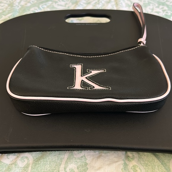 “K” initial black & pink wristlet, makeup, toiletry, cosmetic bag - Picture 8 of 8